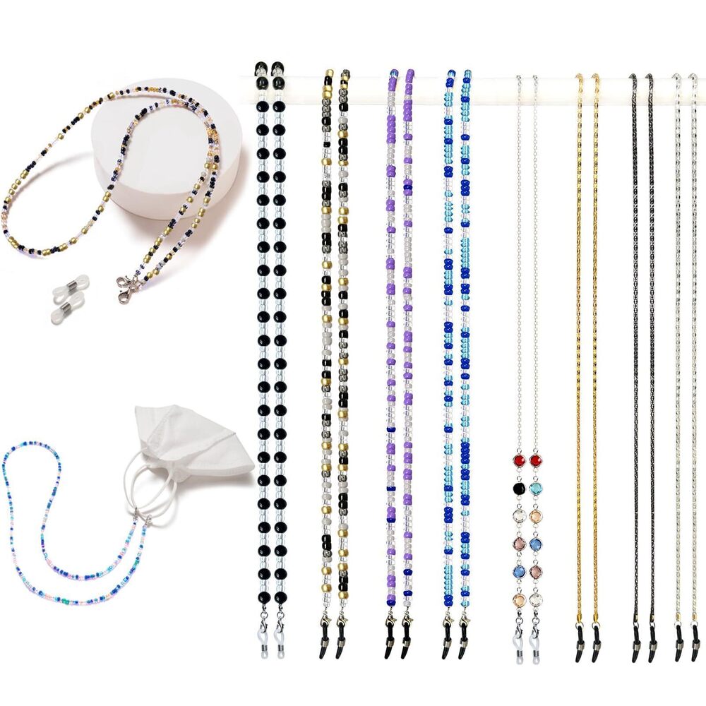 2199 Eyeglass Chain,8 Pcs Beaded Eye Glasses Strap Holders around Neck